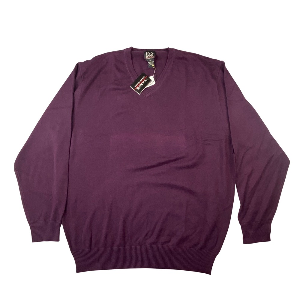 Jos A Bank Signature Collection Plum Purple Pima Cotton V-Neck Sweater Mens XXL